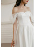 Off Shoulder Ivory Satin Tulle Chic Wedding Dress